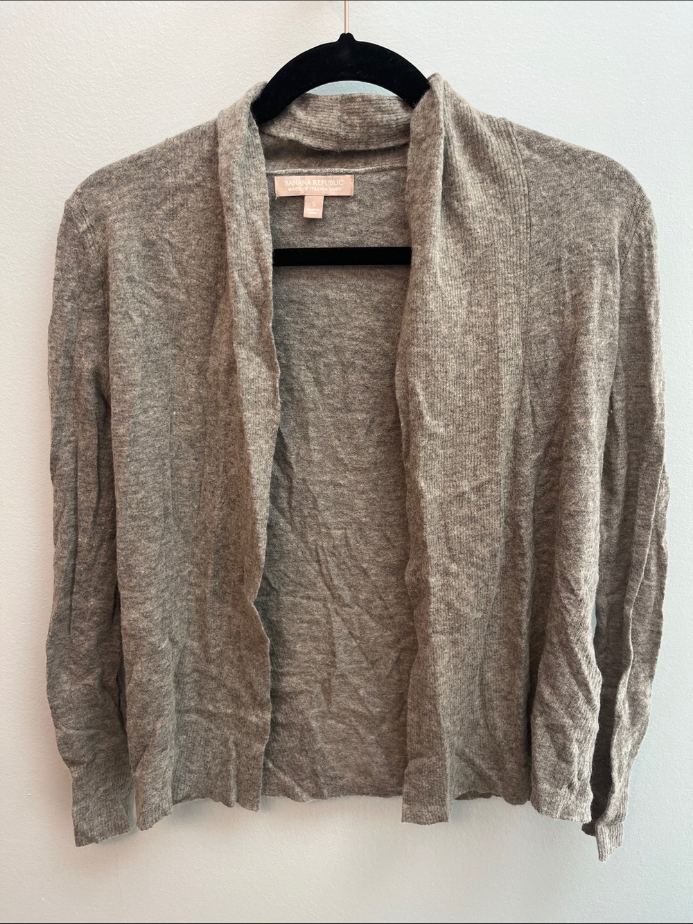 Banana Republic Heather Gray Open-Front Draped Cardigan